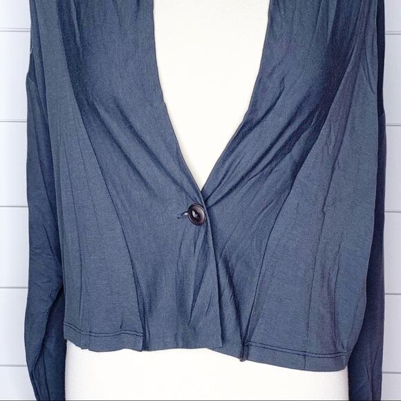FLAX Single Button Lightweight Stretch Cardigan Sweater Grey Size Small - Picture 3 of 7